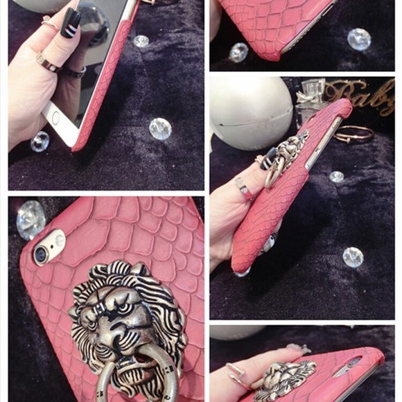 NEW Snake Skin Lion Head Metal Knocker 3D PU Leather for iPhone XR Hard Cover - Picture 4 of 4